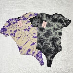 NEW! TWO (2) Tie Dye Cap Sleeve Bodysuit US 8